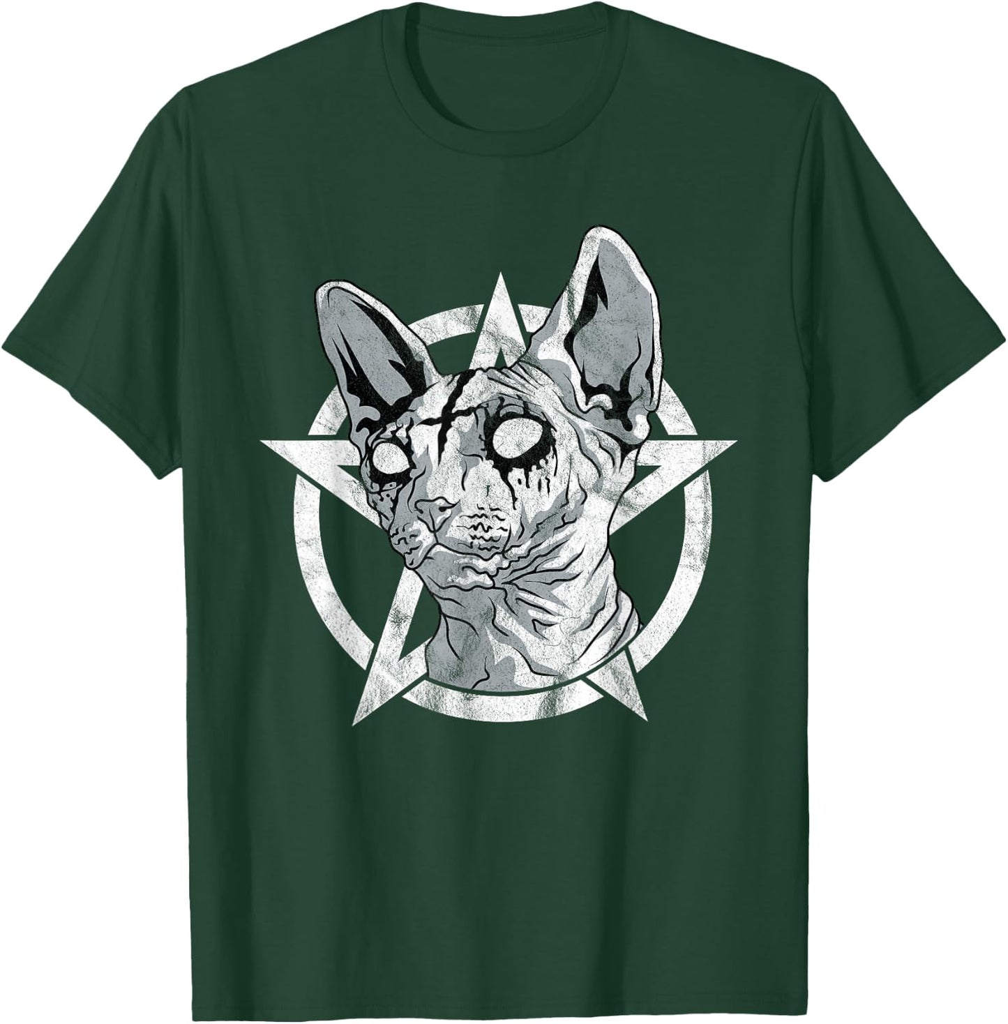 Black Metal Sphynx Cat Goth and Death Metal Sphinx Occult T-Shirt - T-Shirt | Forest