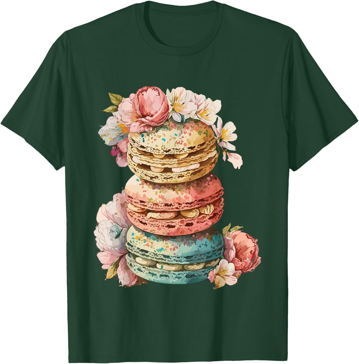 French Macarons Cookies Dessert Pastel Floral Macaron Baker T-Shirt - T-Shirt | Forest