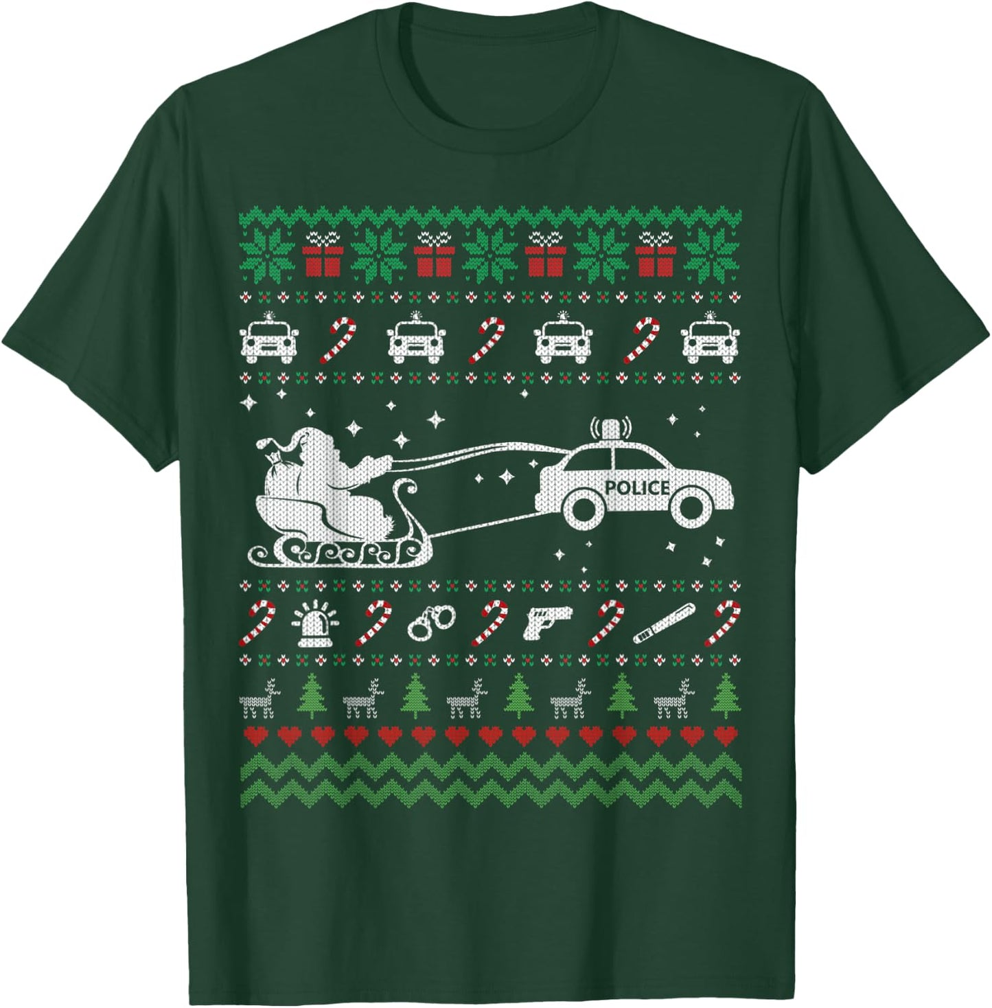 Funny Police Ugly Christmas Sweater Gifts Women T-Shirt - T-Shirt | Forest