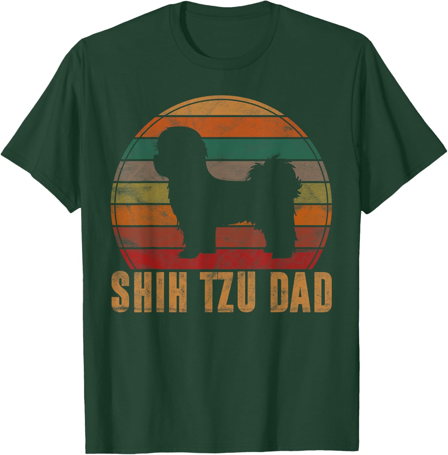 Retro Shih Tzu Dad Gift Daddy Apparel Dog Owner Pet Father T-Shirt - T-Shirt | Forest
