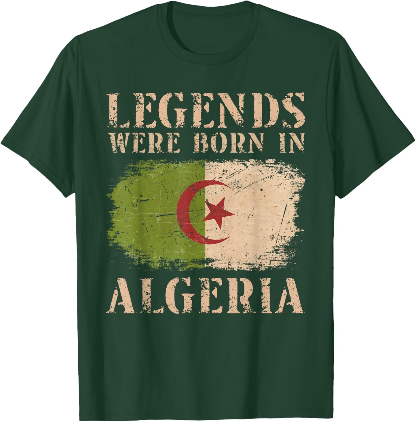 Vintage Design Algerian Flag Algeria T-Shirt - T-Shirt | Forest
