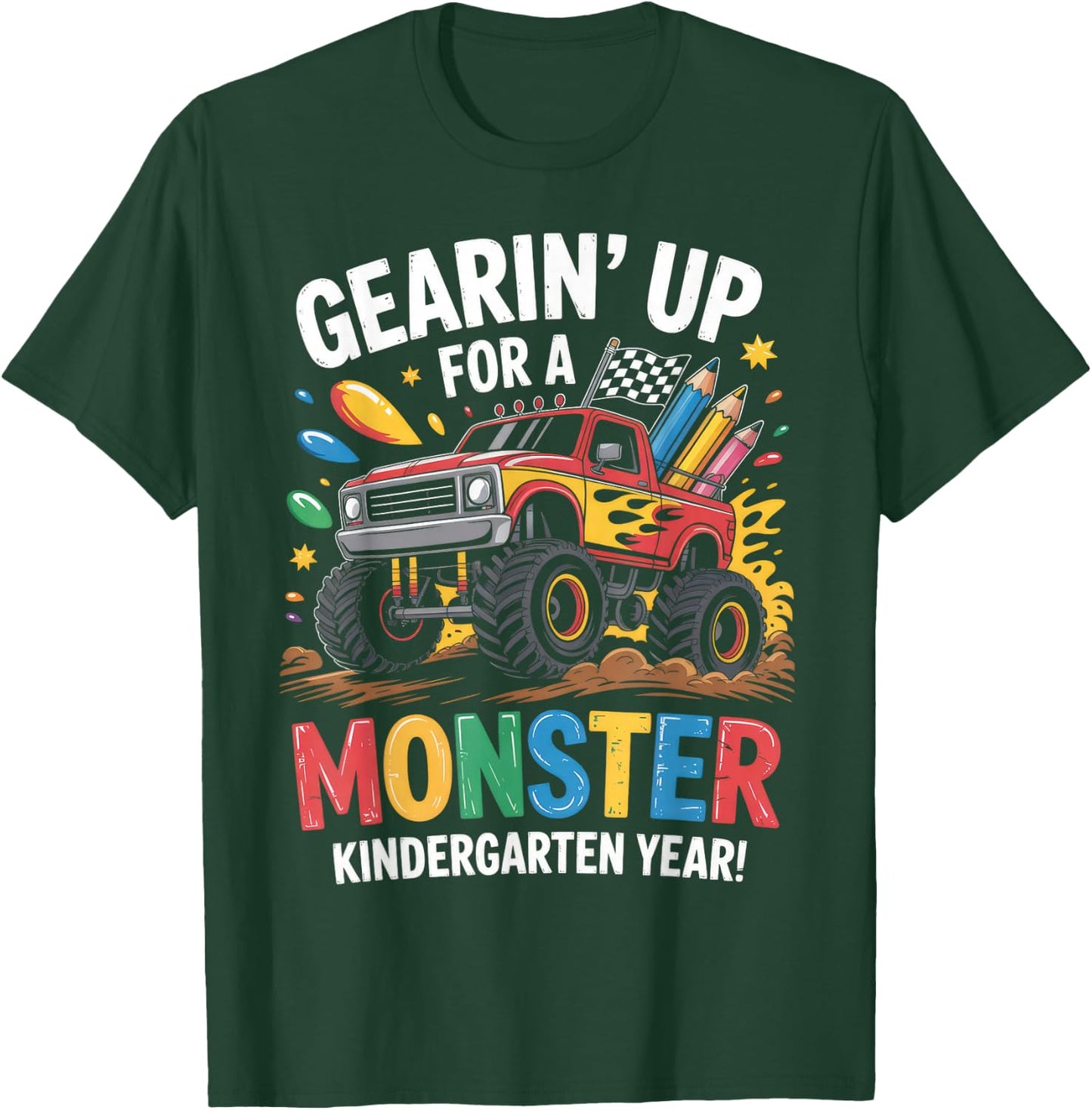 Back to School Kindergarten Monster Truck First Day Boys T-Shirt - T-Shirt | Forest