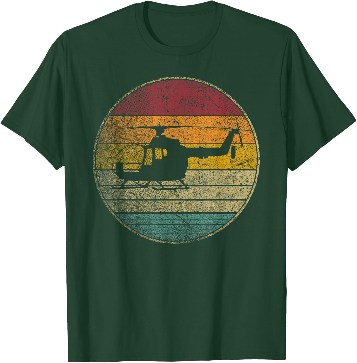 Helicopter Pilot Flying - Retro Style Vintage 80s Funny T-Shirt - T-Shirt | Forest