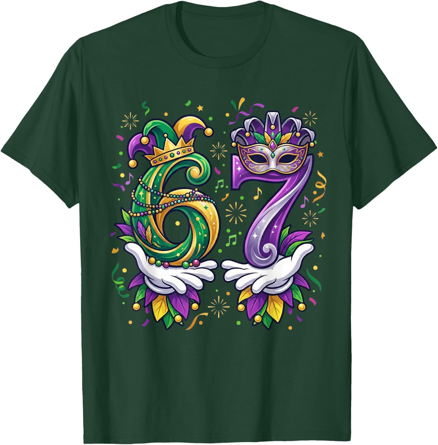 Mardi Gras 67 Meme Six Seven Hands 6 7 New Orleans Carnival T-Shirt - T-Shirt | Forest