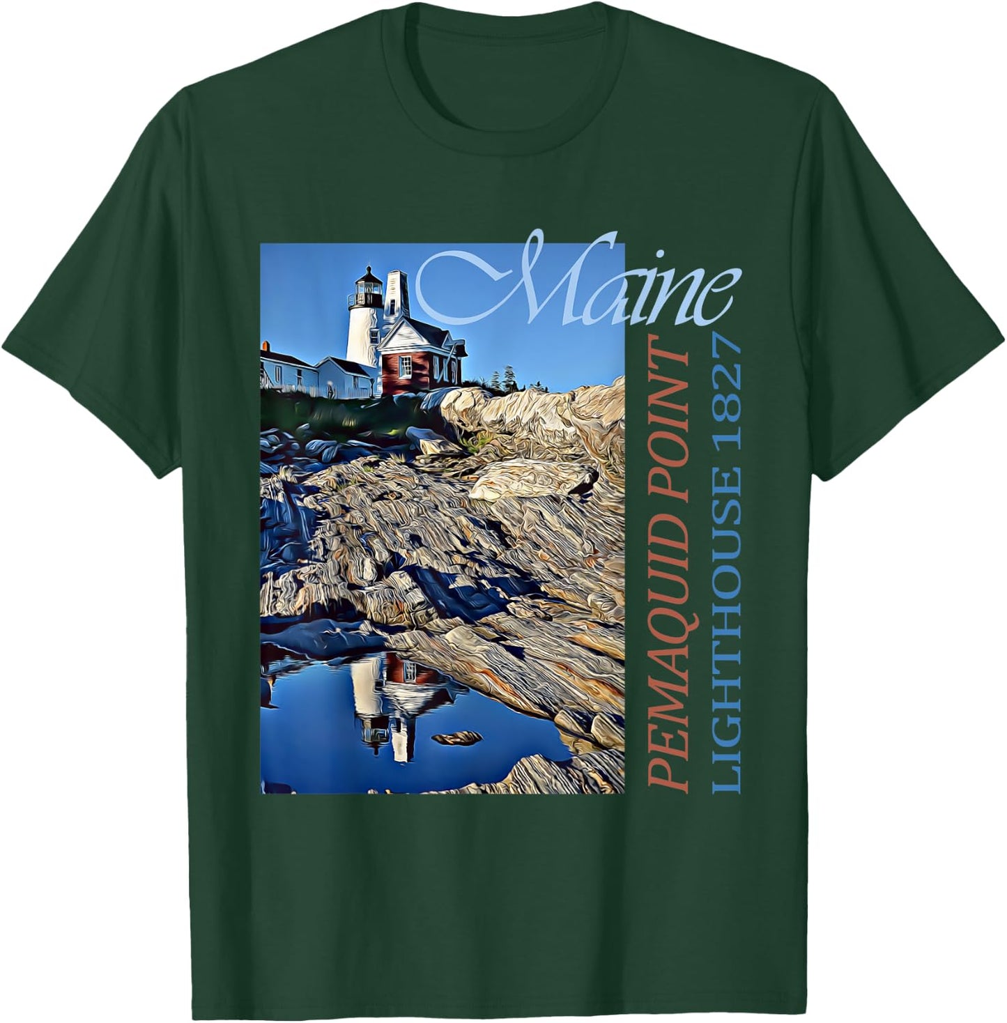 Pemaquid Point Lighthouse Maine 1827 Design T-Shirt - T-Shirt | Forest