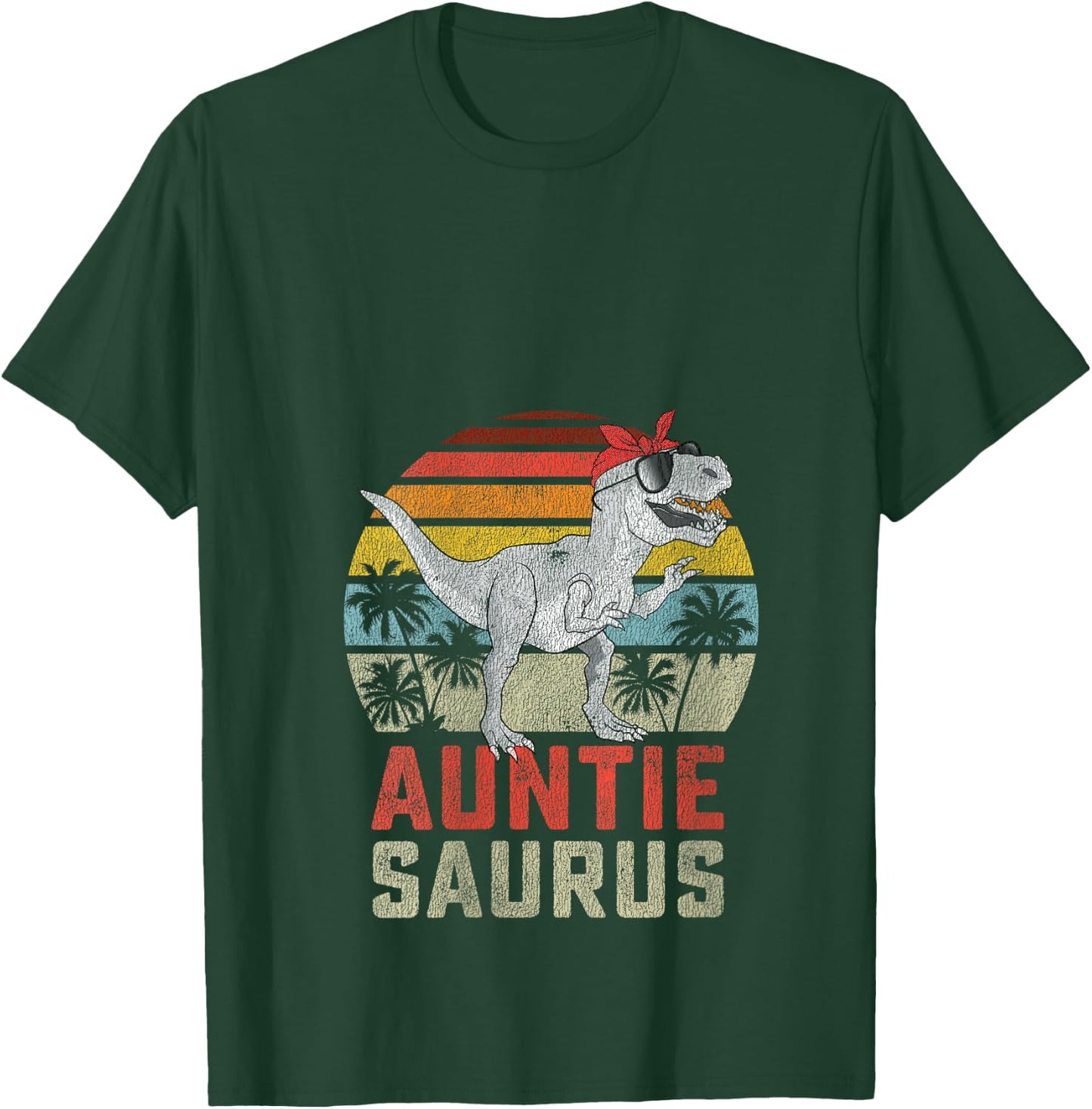 Auntiesaurus T Rex Dinosaur Auntie Saurus Family Matching V-Neck T-Shirt - T-Shirt | Forest