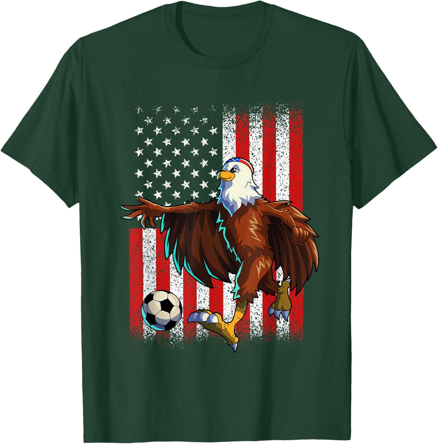 Soccer American Eagle 4th Of July Shirt Men Boy USA Flag T-Shirt - T-Shirt | Forest