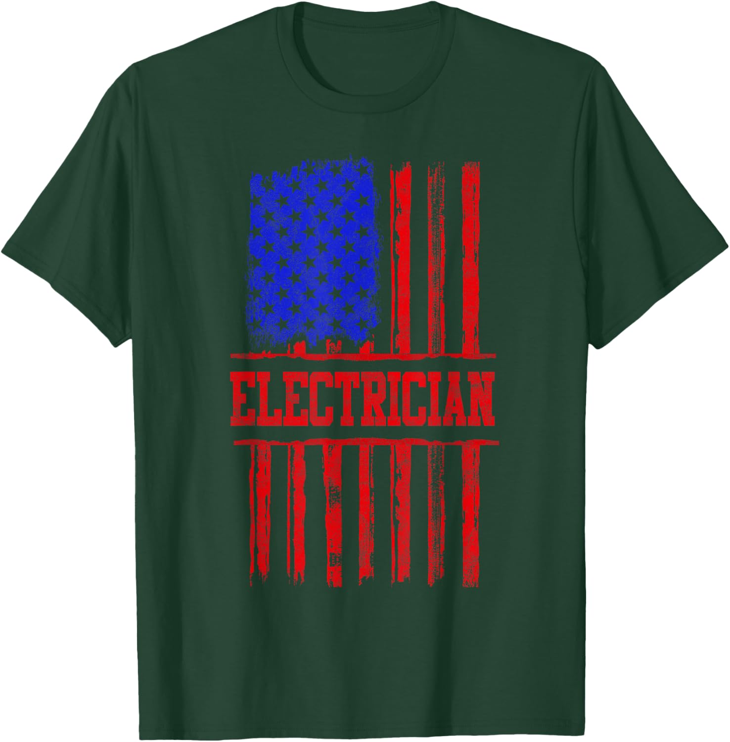 Electrician American Flag Electrical Gift Usa Patriotic T-Shirt - T-Shirt | Forest