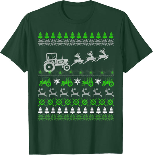 Funny Tractor Farmer Ugly Christmas Sweaters T-Shirt - T-Shirt | Forest