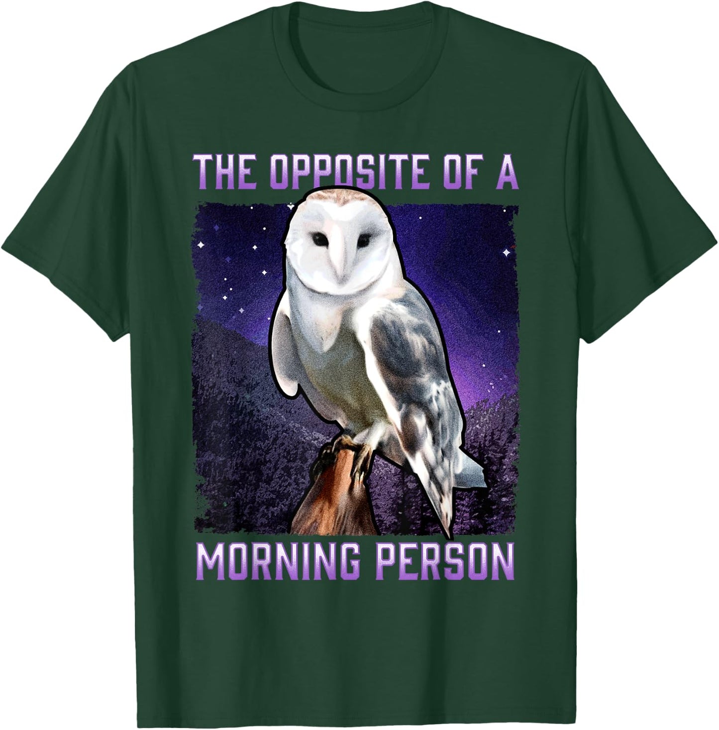 Snowy Owl Opposite of a Morning Person Bird Night Owl T-Shirt - T-Shirt | Forest