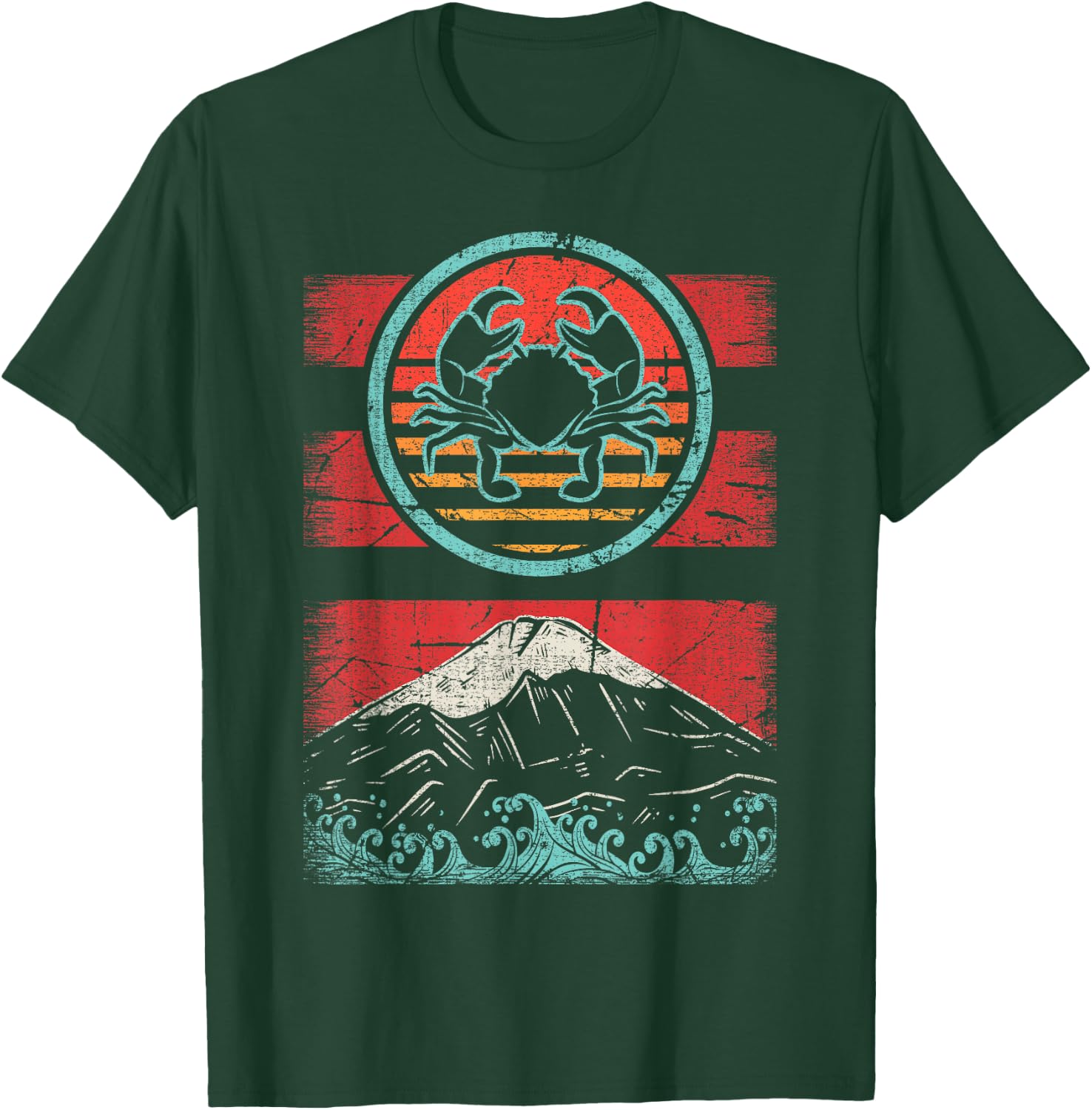 Crab Lover Crabbing Seafood Retro Vintage 80s Style T-Shirt - T-Shirt | Forest