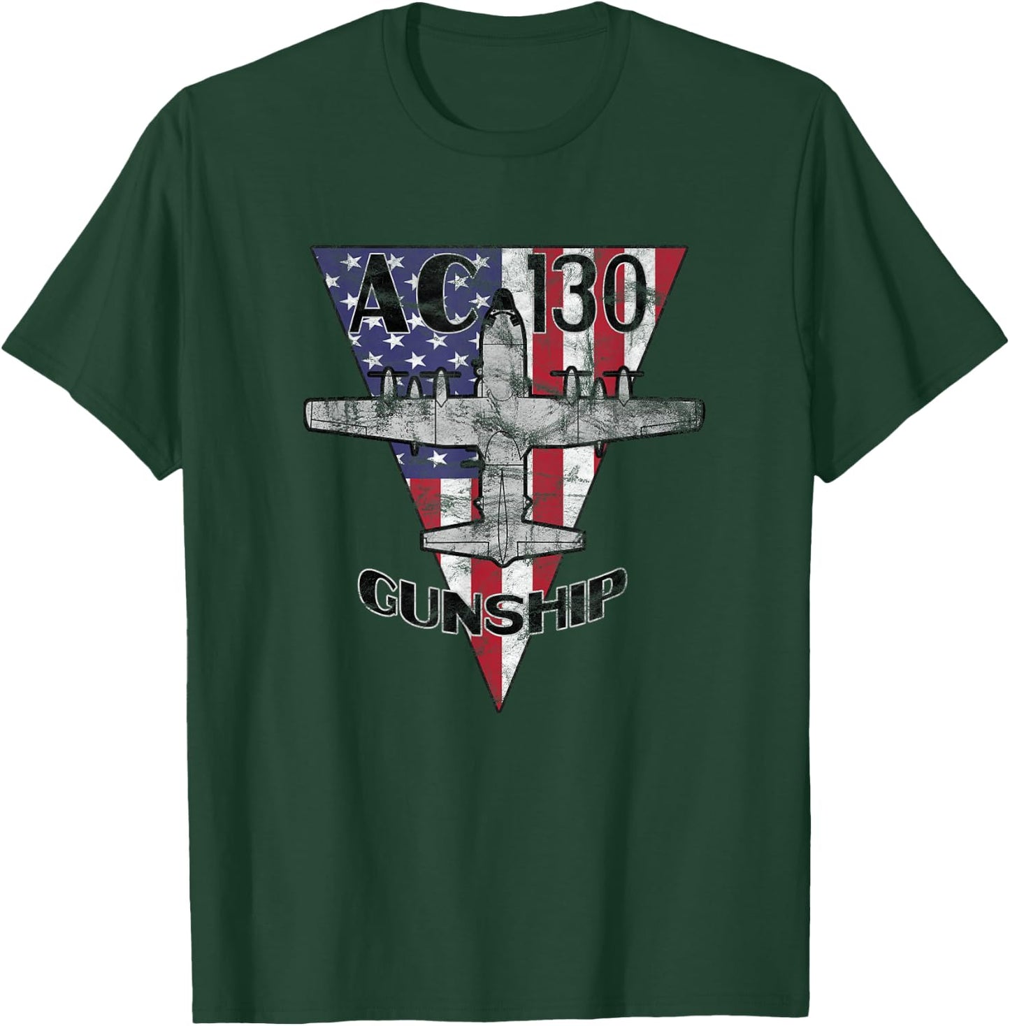AC-130 Gunship Patriotic Airplane Vintage Design T-Shirt - T-Shirt | Forest
