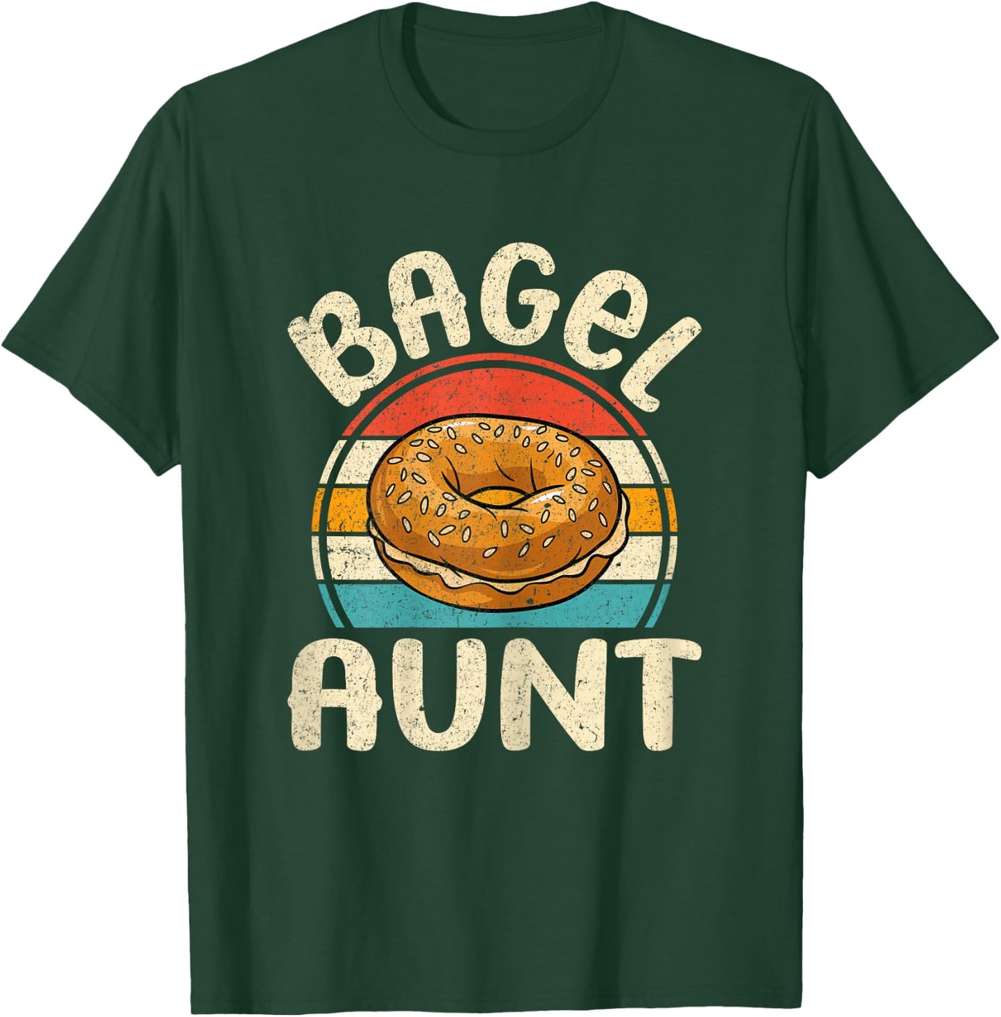 Bagel Aunt - Retro Bagel Lover Auntie T-Shirt - T-Shirt | Forest