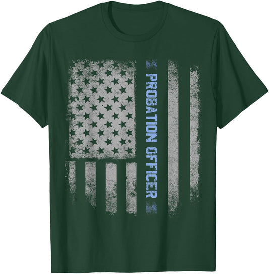 Probation Officer US Flag T-Shirt - T-Shirt | Forest