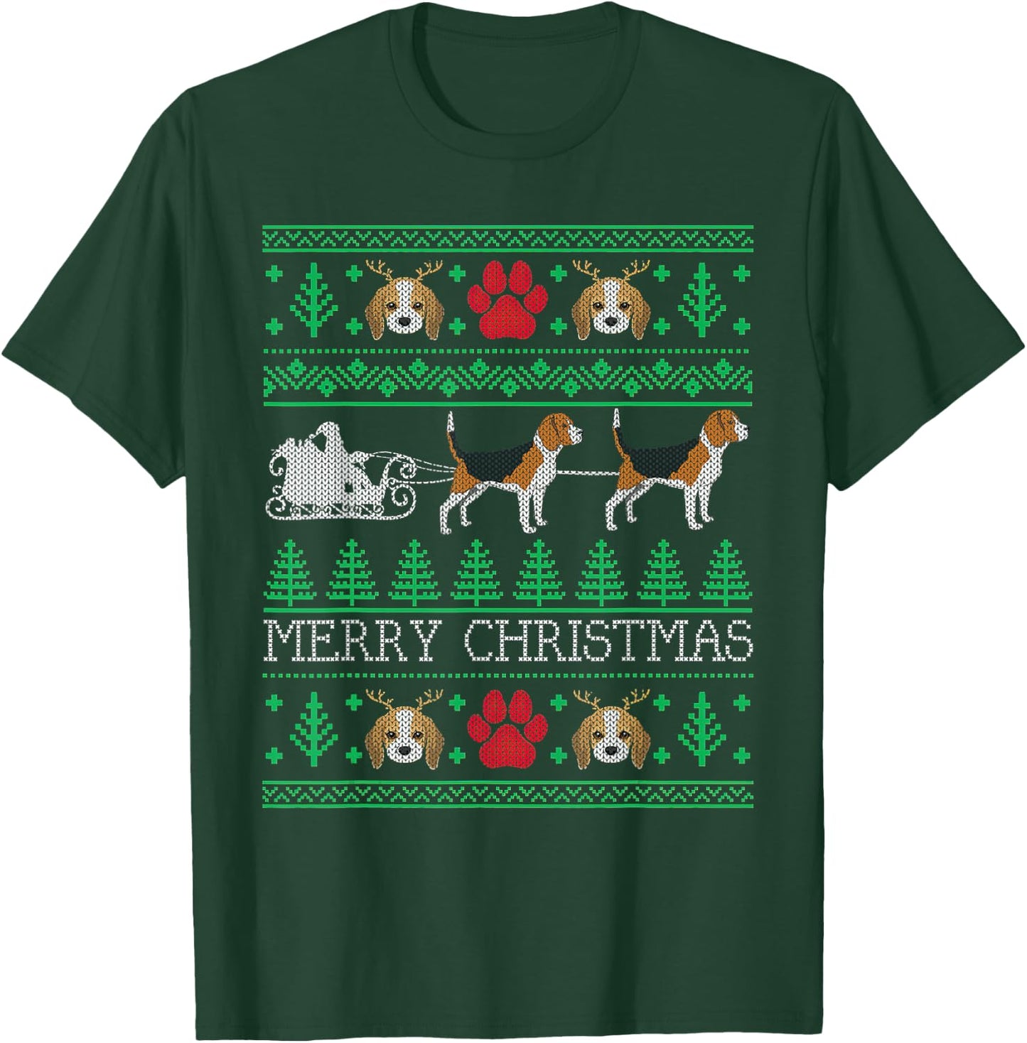 Christmas Beagle Dog Lovers Beagle Ugly Men Women Kids T-Shirt - T-Shirt | Forest