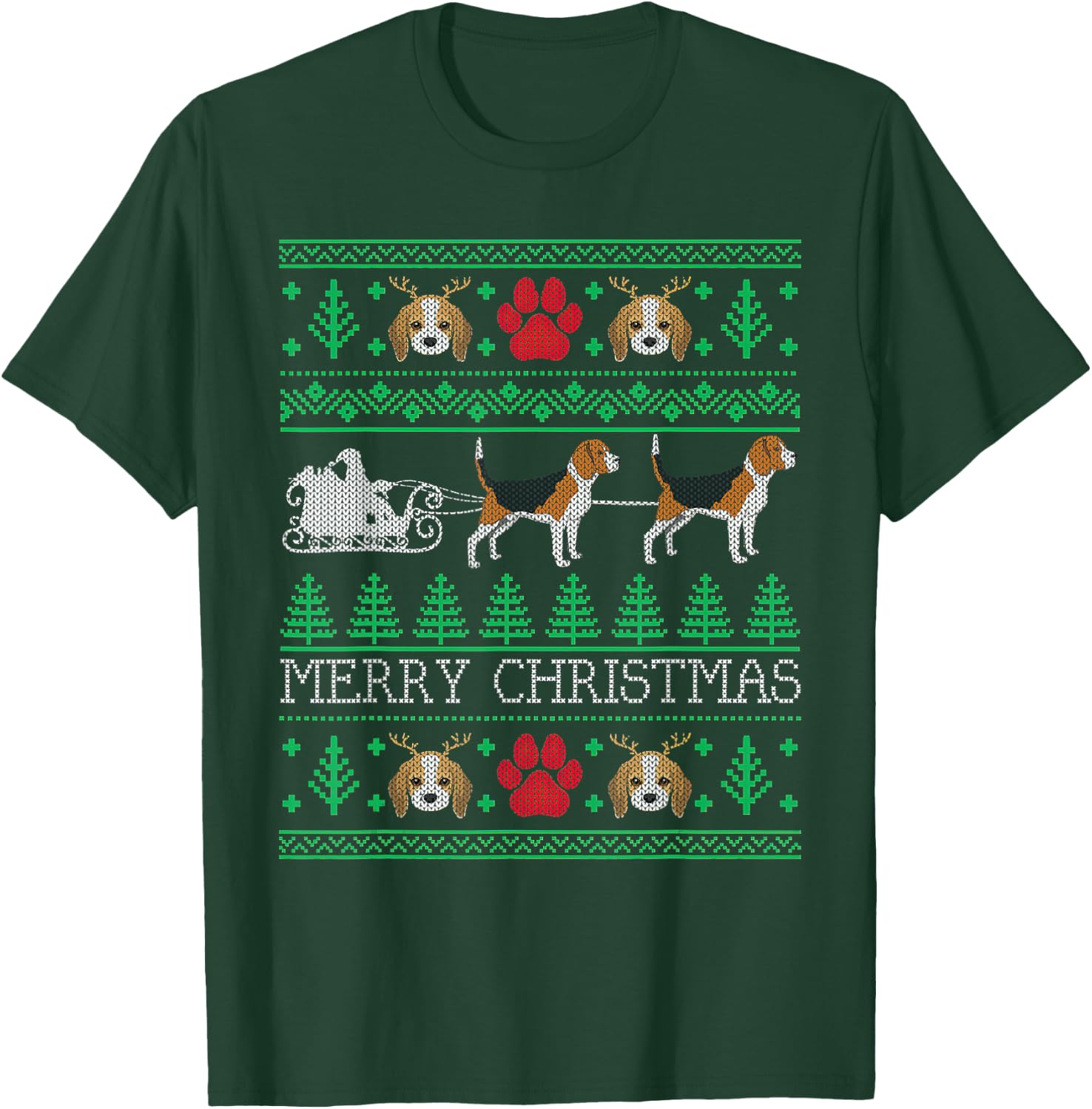 Christmas Beagle Dog Lovers Beagle Ugly Men Women Kids T-Shirt - T-Shirt | Forest