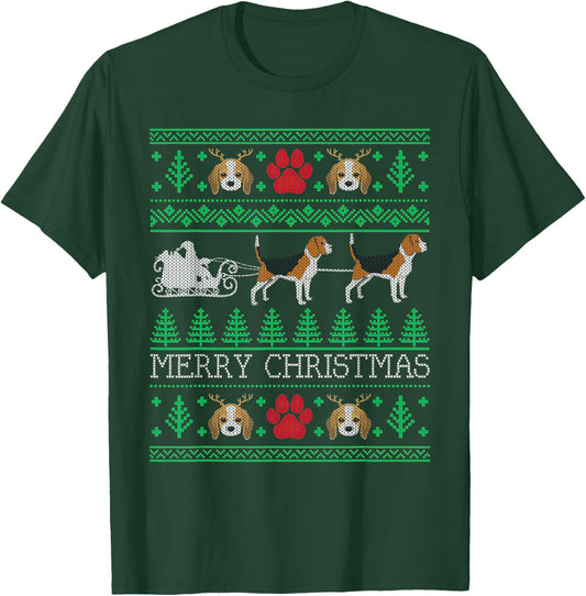 Christmas Beagle Dog Lovers Beagle Ugly Men Women Kids T-Shirt - T-Shirt | Forest