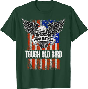 Patriotic American Flag And Eagle - Tough Old Bird T-Shirt - T-Shirt | Forest