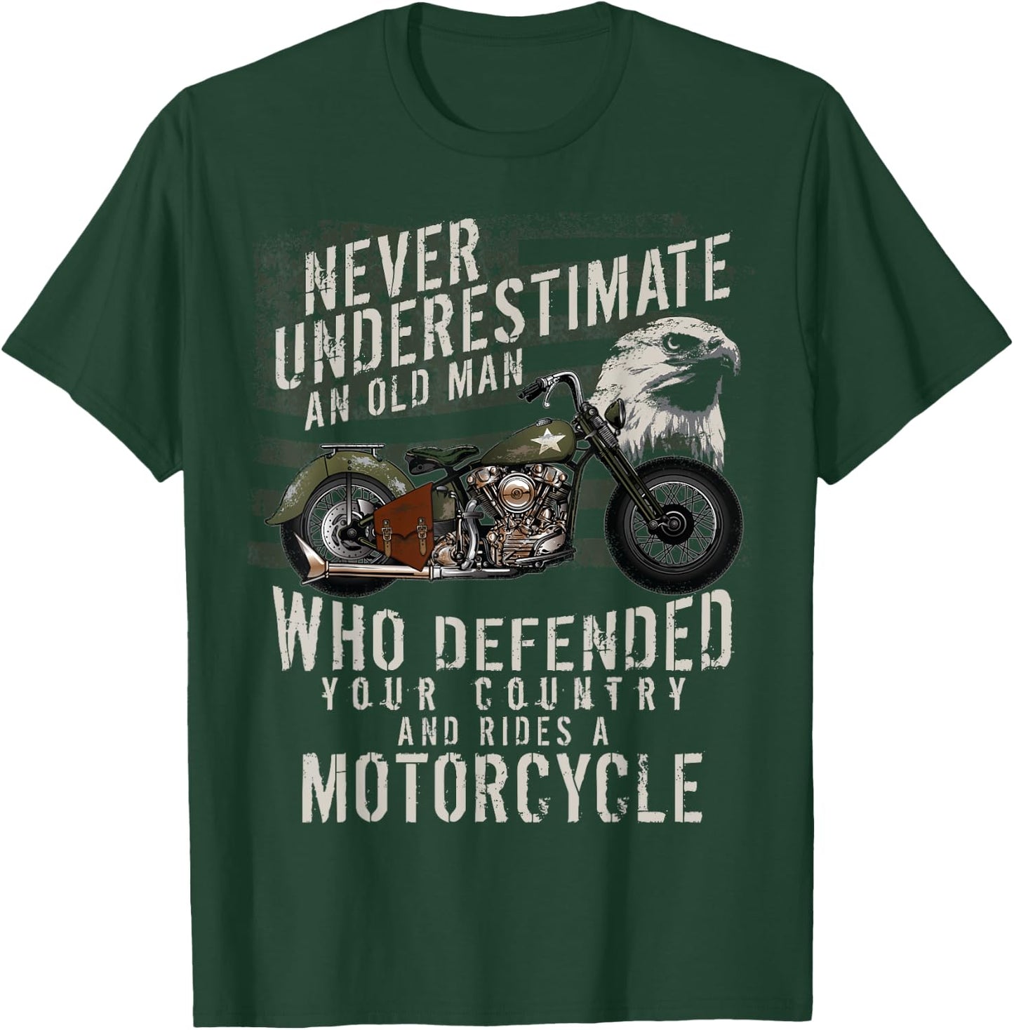 US Veteran Vintage Antique Motorcycle Bike T Shirt Gift T-Shirt - T-Shirt | Forest
