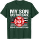 My Son Has Your Back Firefighter Family Thin Red Line Gift T-Shirt - T-Shirt | Forest