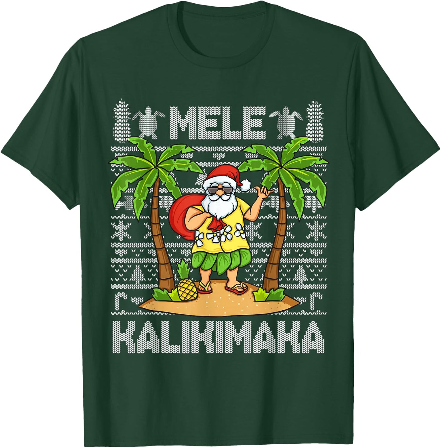 Mele Kalikimaka Santa Claus Hawaiian Christmas In July T-Shirt - T-Shirt | Forest