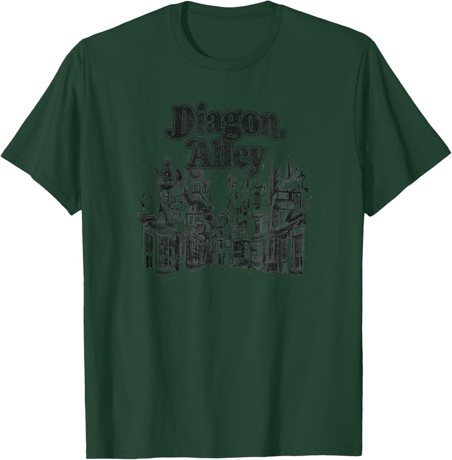 Harry Potter Diagon Alley - Men's Grey Cotton Polyester Blend Lightweight Classic Fit Short Sleeve - Small T-Shirt - T-Shirt | Forest