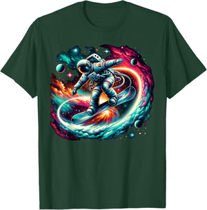 Snowboard on Snowboarder Astronaut Snowboarding T-Shirt - T-Shirt | Forest
