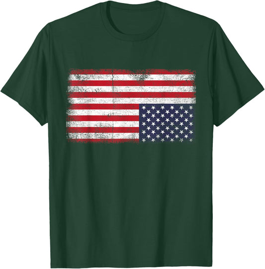 Upside Down American Flag Distress United States USA T-Shirt - T-Shirt | Forest