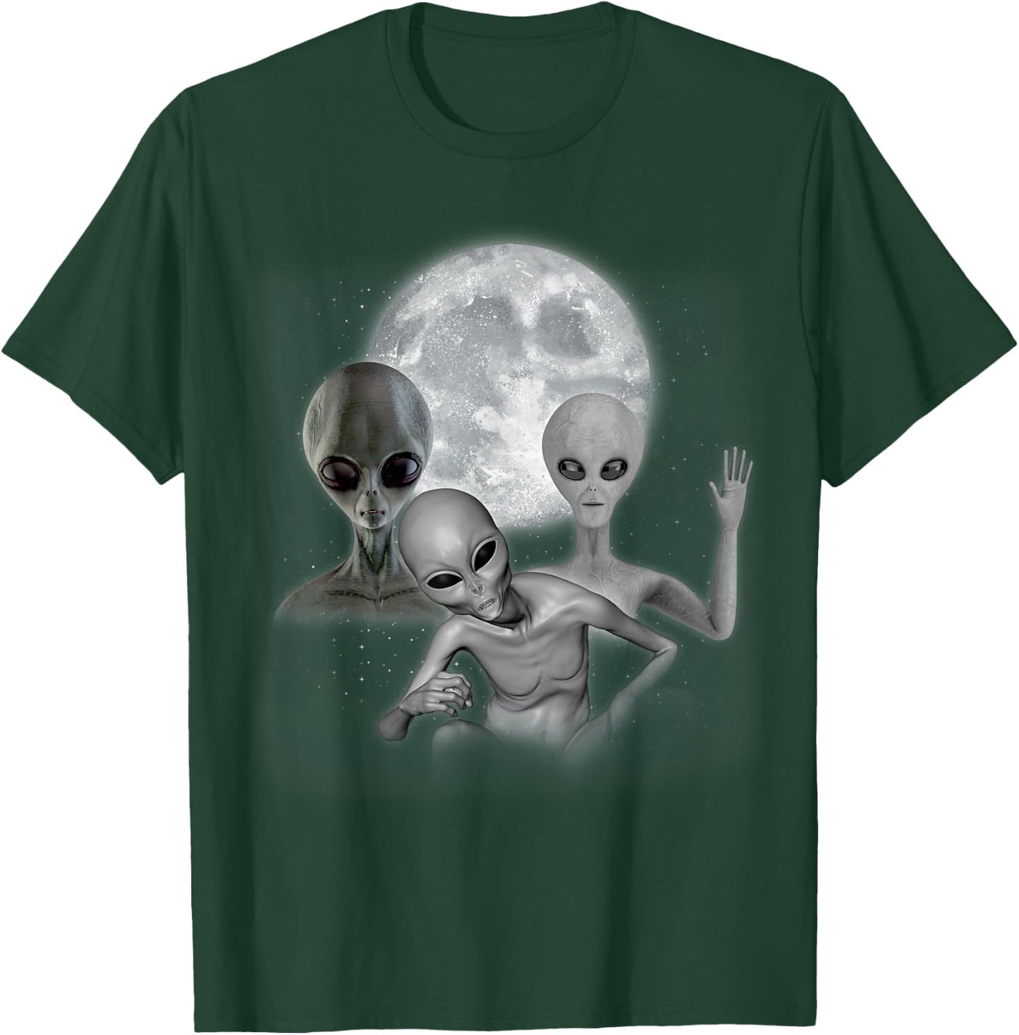 3 Aliens Howling At The Moon Funny Space Alien Lover Kids T-Shirt - T-Shirt | Forest