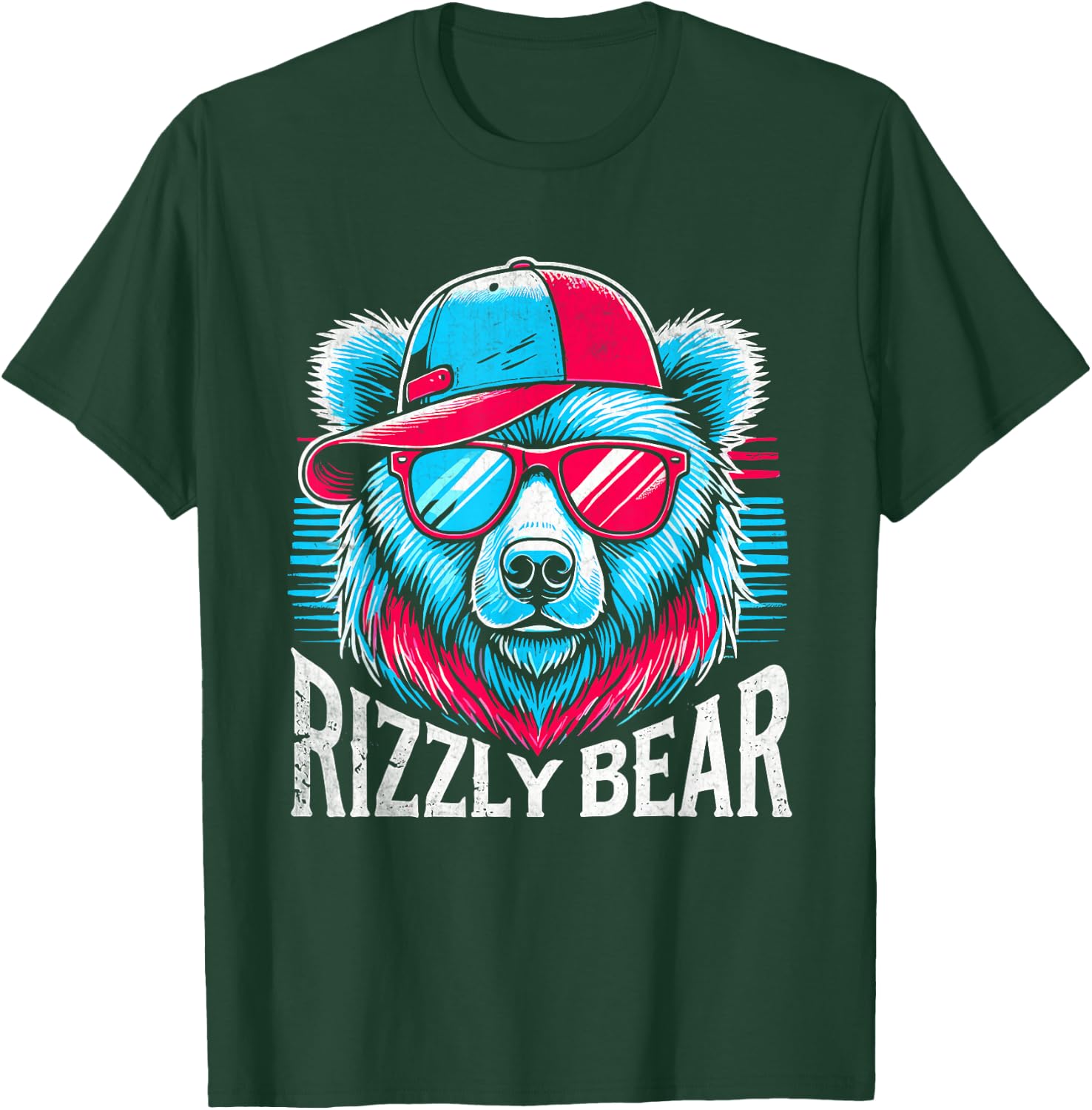 Rizzly Bear Cool Bear Wearing Sunglasses Rizz Boys T-Shirt - T-Shirt | Forest