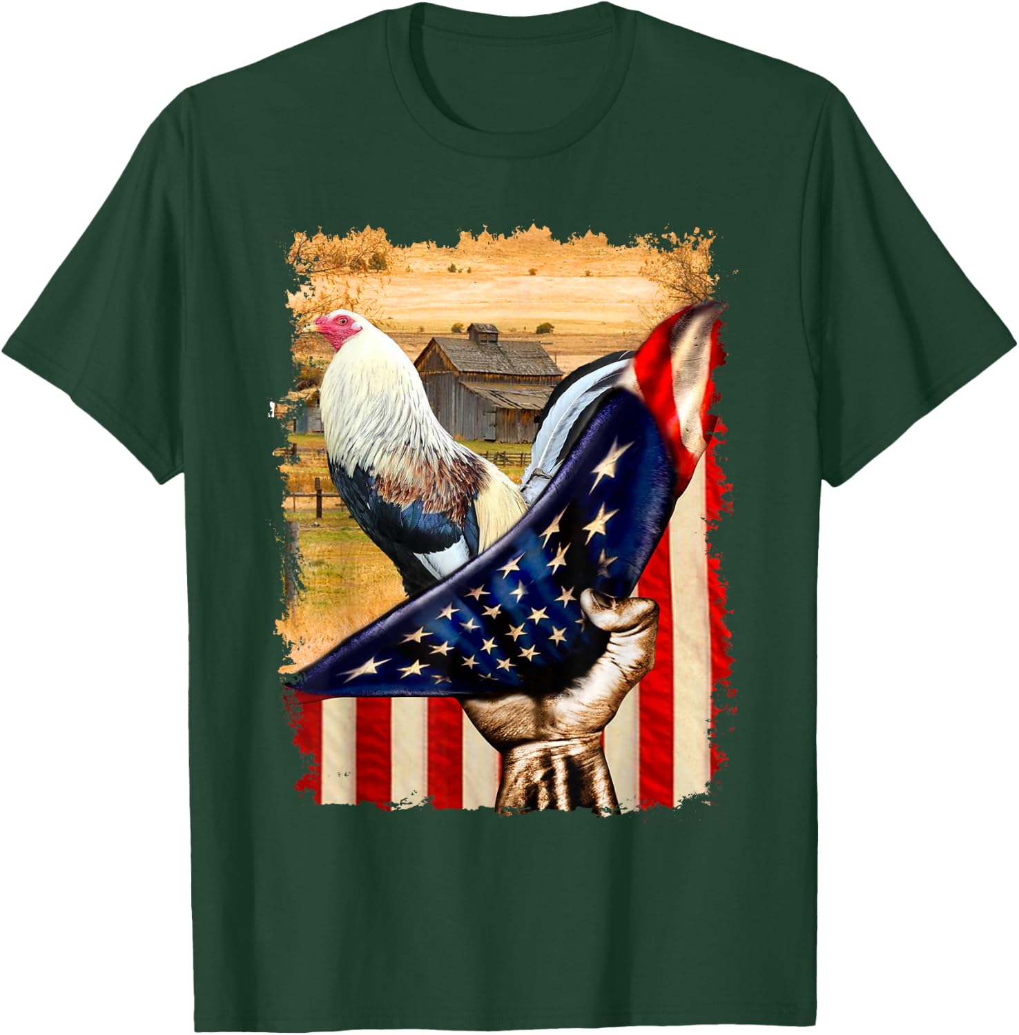 Rooster Shirt US Flag Cock Fight T-Shirt - T-Shirt | Forest