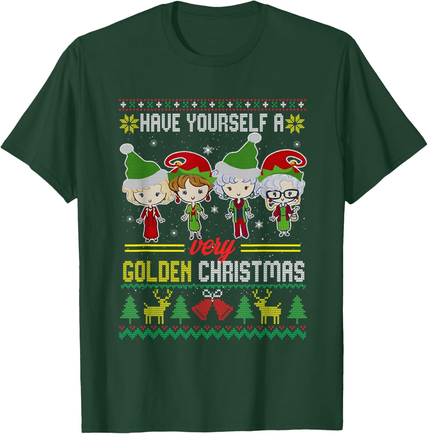 Have Yourself A Very Golden Christmas Xmas Pajamas Ugly T-Shirt - T-Shirt | Forest