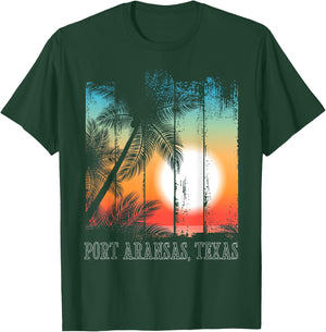 Port Aransas Texas Beach Palms Vacation Surf Sundown T-Shirt - T-Shirt | Forest