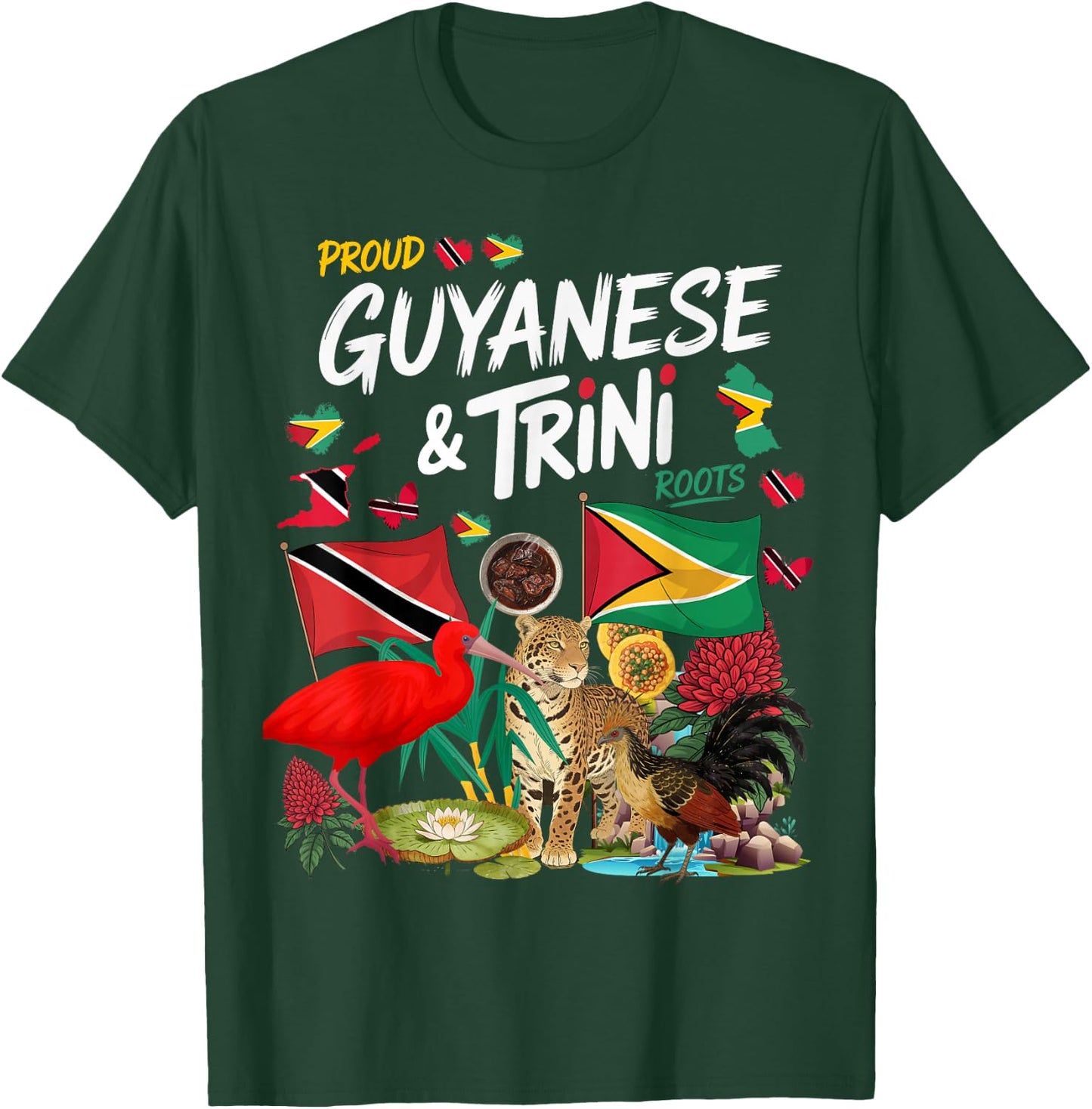 Trinidad & Guyana Flag Outfit Idea Guyanese Roots T-Shirt - T-Shirt | Forest