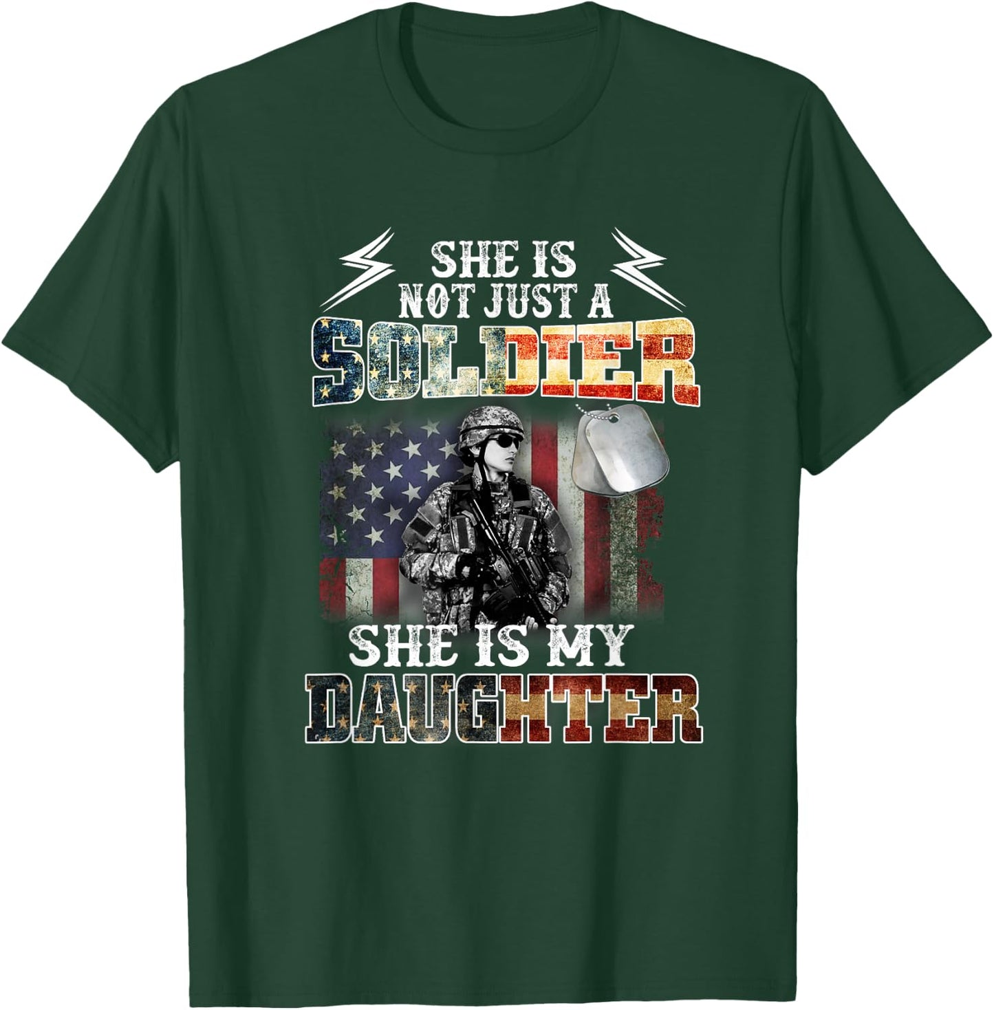 Proud Soldier Army Parents Mom Dad She Is My Daughter Flag T-Shirt - T-Shirt | Forest