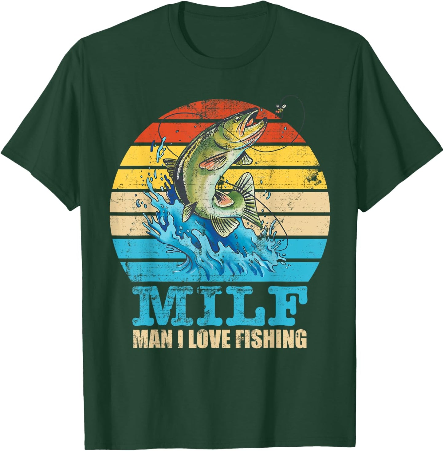 MILF-Man I Love Fishing Funny Saying Fishermen Men Women T-Shirt - T-Shirt | Forest