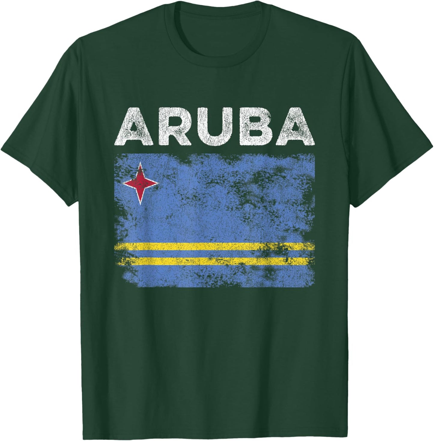 Aruba Flag Distressed - Men Women Kids - Aruban Flag T-Shirt - T-Shirt | Forest