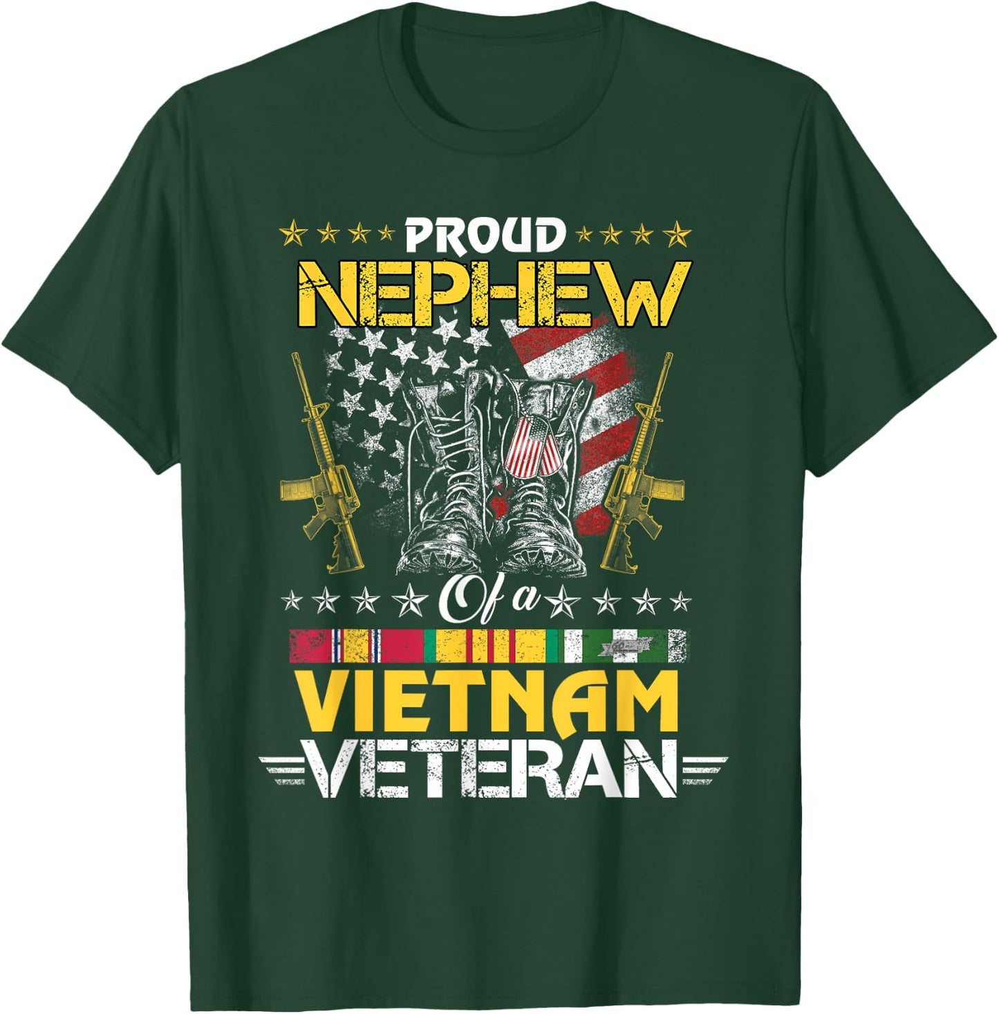 Proud Nephew of A Vietnam Veteran My Uncle Aunt is A Veteran T-Shirt - T-Shirt | Forest