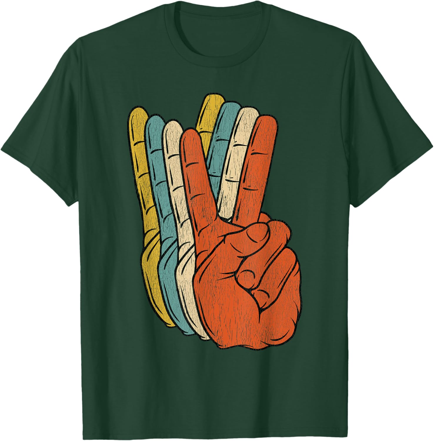 Retro Peace Vintage 60's 70's Hippie Gift T-Shirt - T-Shirt | Forest