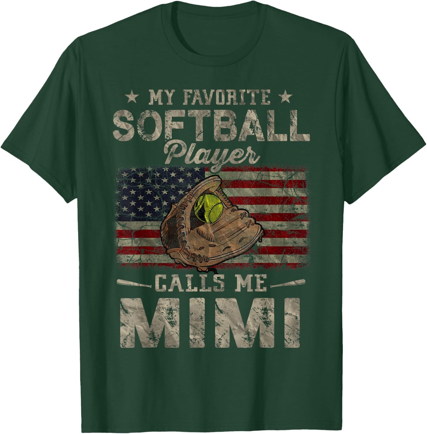 My Favorite Softball Player Calls Me Mimi Mother's Day T-Shirt - T-Shirt | Forest