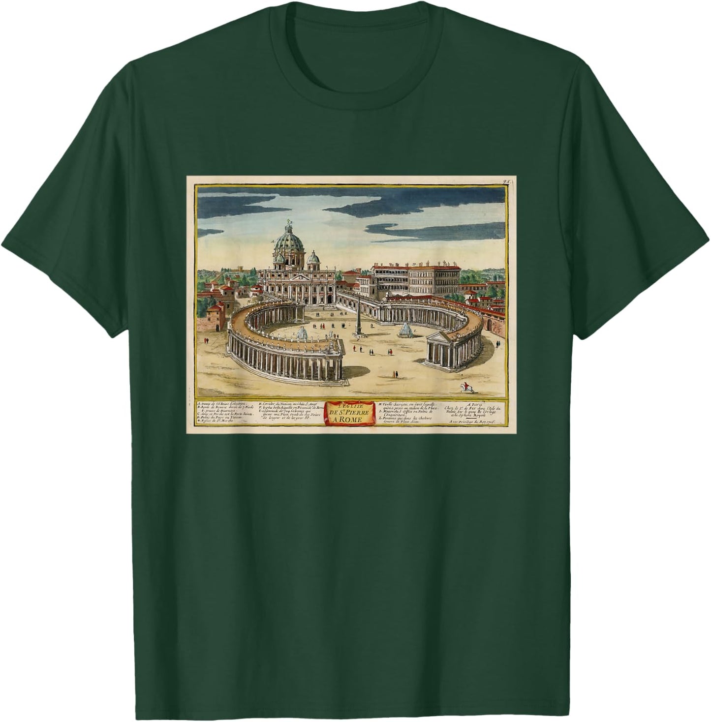 Vatican City Vintage Map (1700) T-Shirt - T-Shirt | Forest