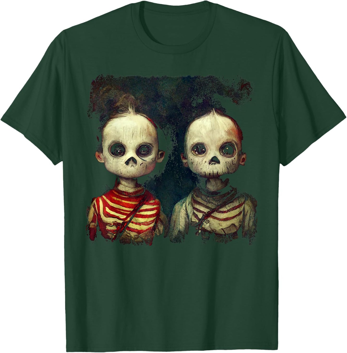 Creepy Skeleton Twins Shirt Aesthetic Horror Goth Halloween T-Shirt - T-Shirt | Forest