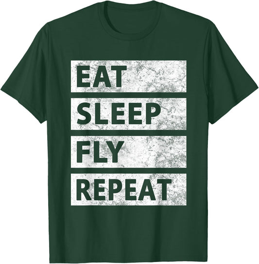 Drone Pilot Eat Sleep Fly Pilot T-Shirt - T-Shirt | Forest