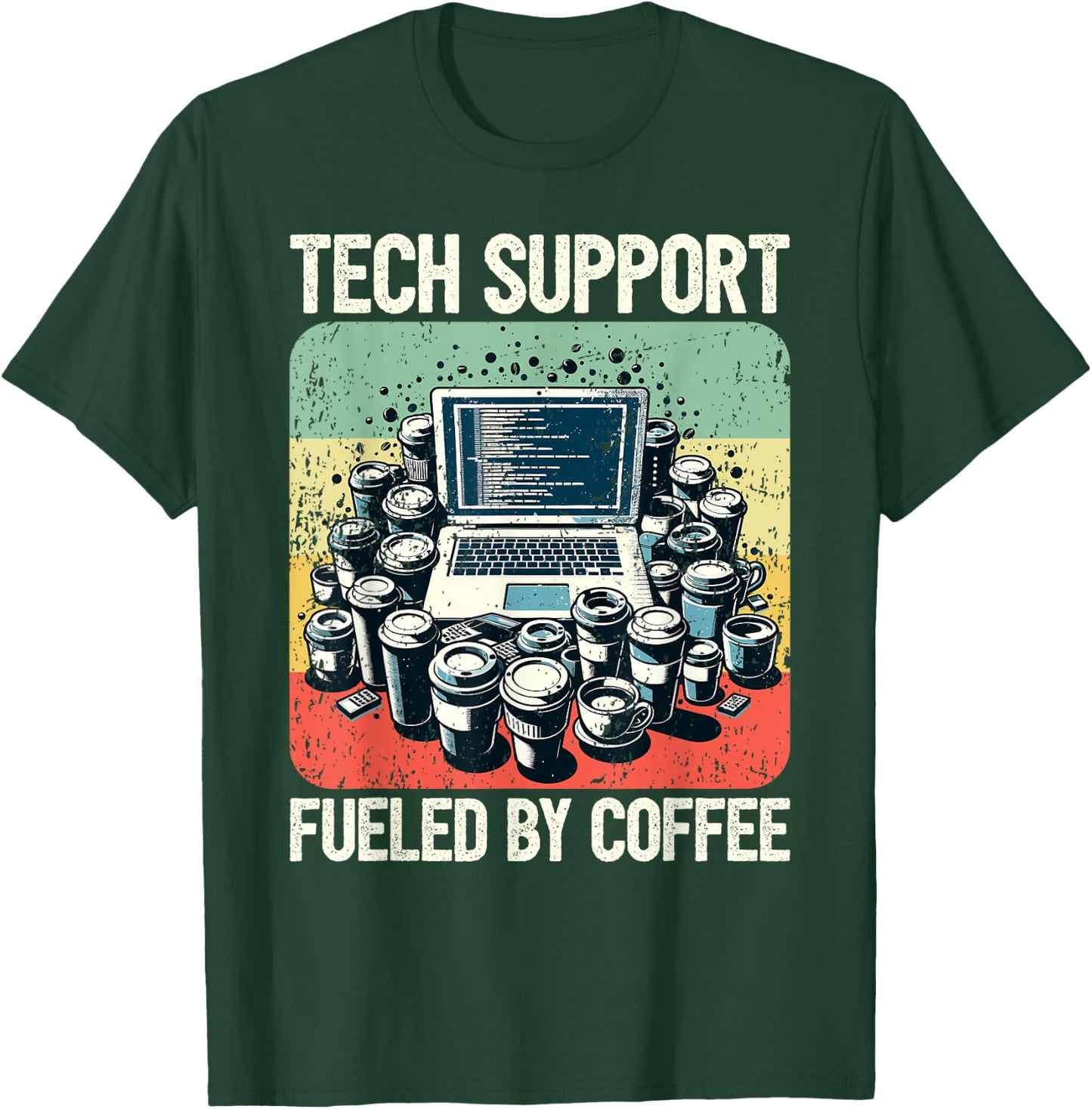 Tech Support Coffee Computer IT Guy T-Shirt - T-Shirt | Forest