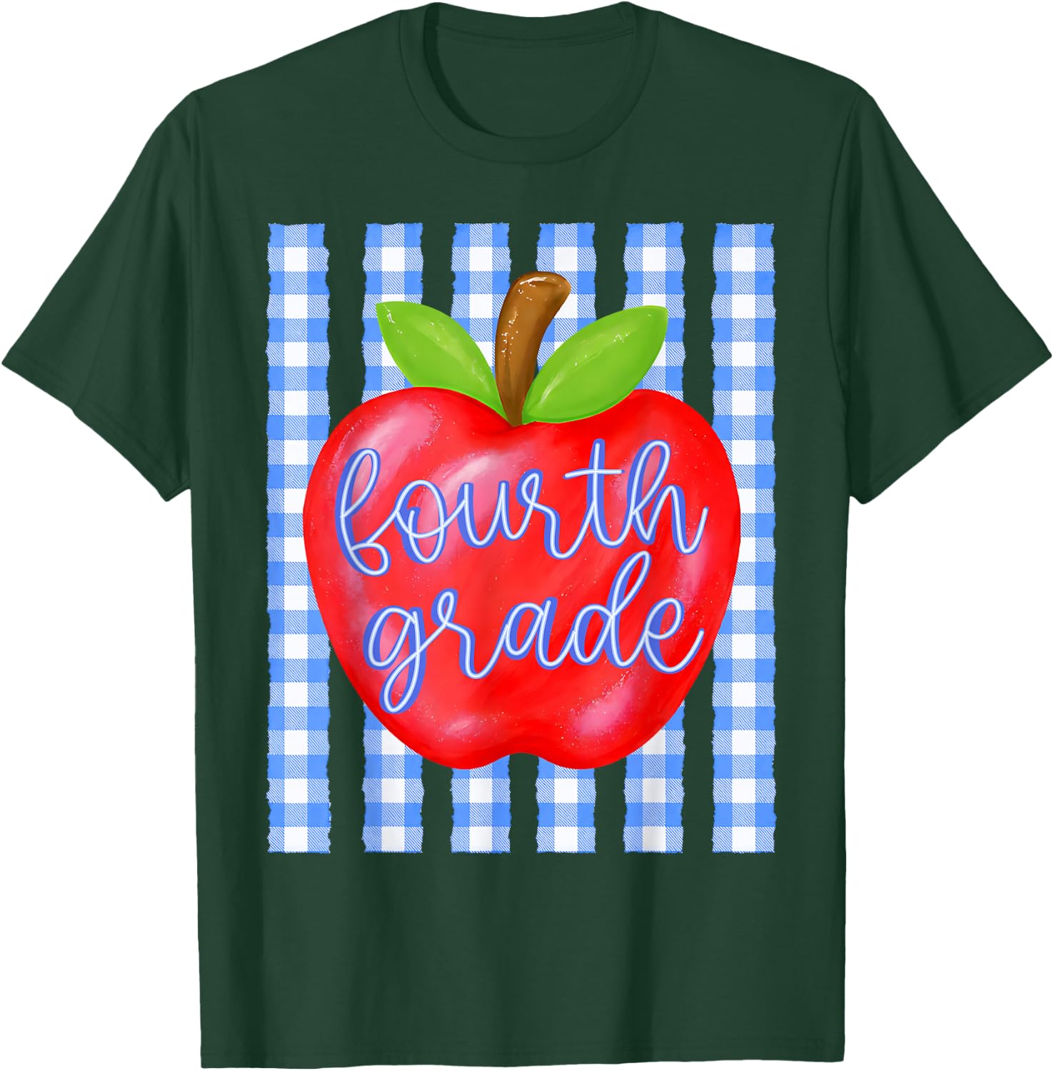 Striped Apple Fourth Grade Back to School Teachers Kids T-Shirt - T-Shirt | Forest