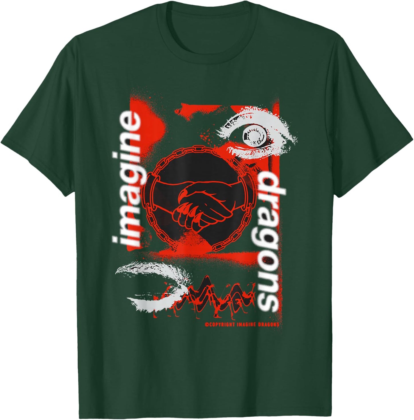 Official Imagine Dragons Handshake Black T-Shirt - T-Shirt | Forest
