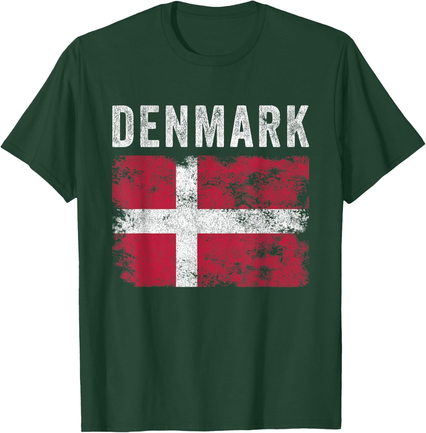Denmark Flag Distressed - Men Women Kids - Danish Flag T-Shirt - T-Shirt | Forest