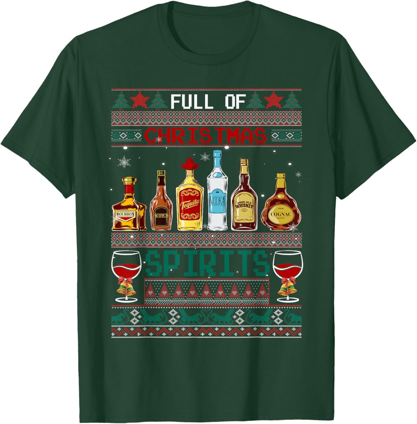 Beer Pajamas Christmas Spirits Drinking Wine Alcohol Xmas T-Shirt - T-Shirt | Forest