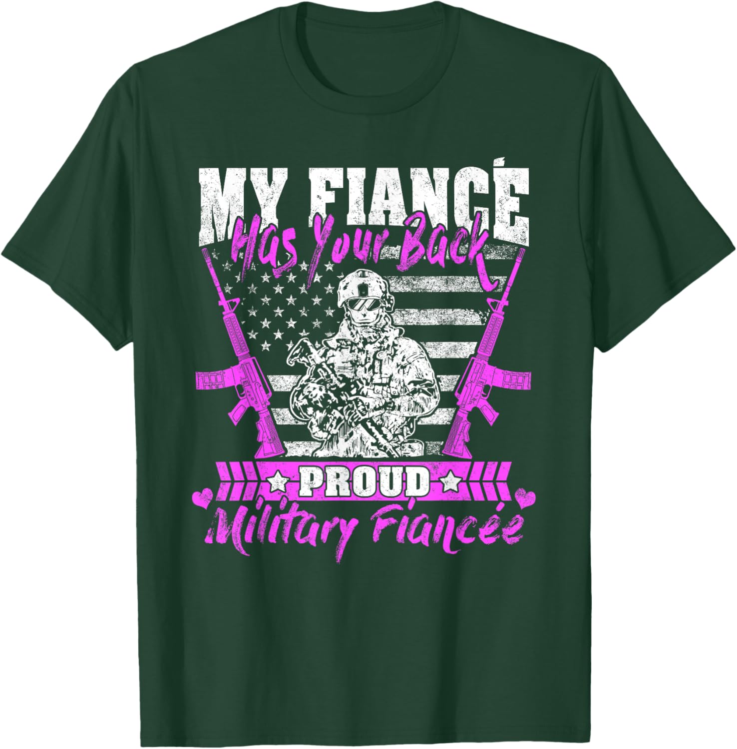 My Fiance Has Your Back Proud Military Fiancee Army Fiancee T-Shirt - T-Shirt | Forest