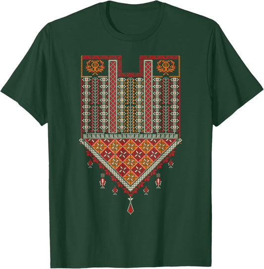 Palestine Mom Women Embroider Syrian Lebanese Folklore Thobe T-Shirt - T-Shirt | Forest
